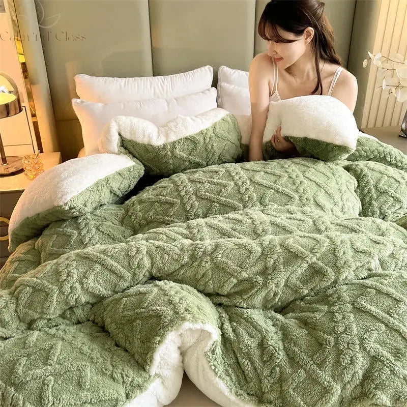 Soft Super Thick Winter Warm Blanket Artificial Lamb Cashmere Weighted Blankets for Beds Cozy Thicker Warmth Quilt Comforter Calm and Class