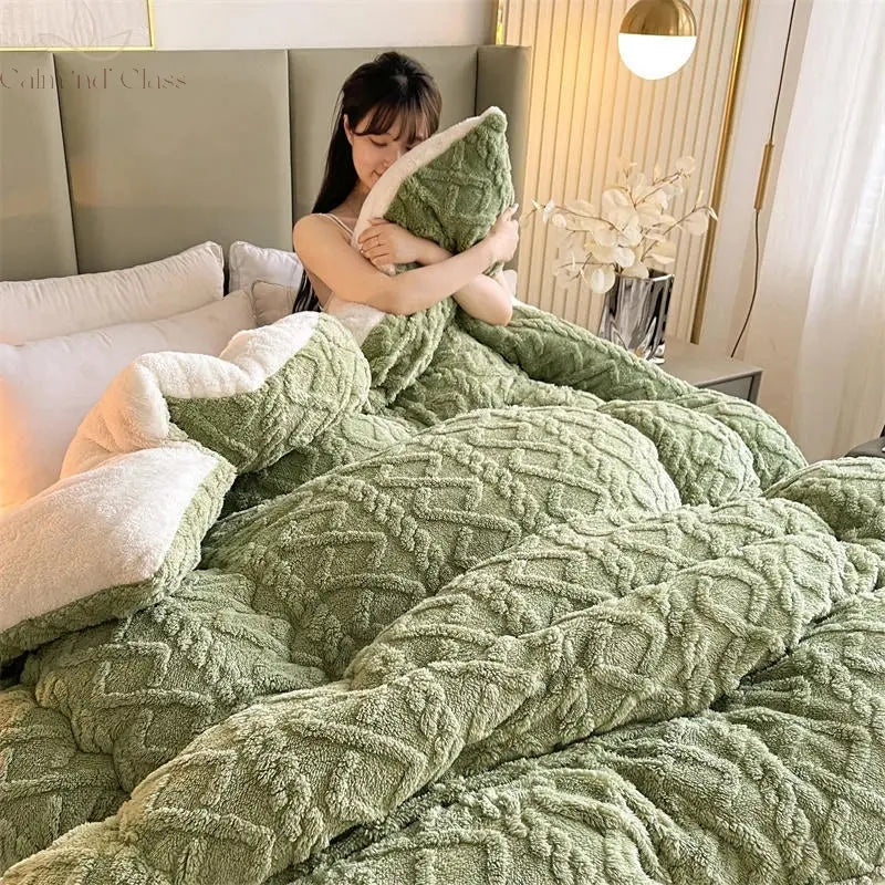 Soft Super Thick Winter Warm Blanket Artificial Lamb Cashmere Weighted Blankets for Beds Cozy Thicker Warmth Quilt Comforter Calm and Class