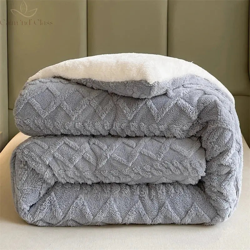 Soft Super Thick Winter Warm Blanket Artificial Lamb Cashmere Weighted Blankets for Beds Cozy Thicker Warmth Quilt Comforter Calm and Class