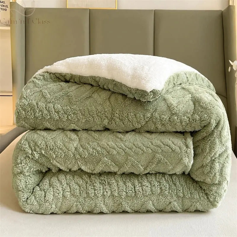 Soft Super Thick Winter Warm Blanket Artificial Lamb Cashmere Weighted Blankets for Beds Cozy Thicker Warmth Quilt Comforter Calm and Class