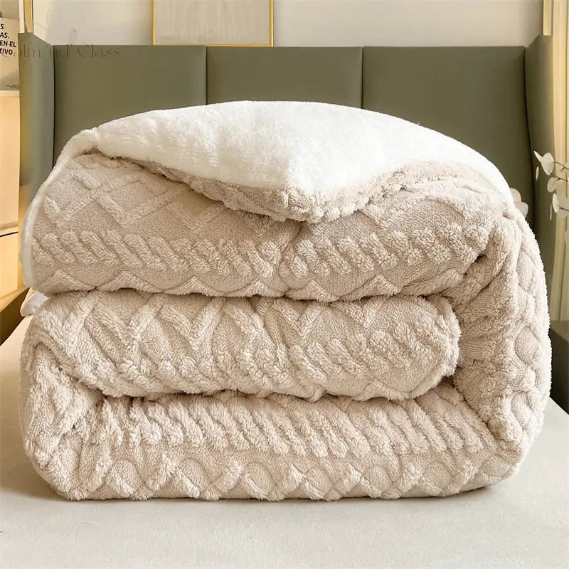 Soft Super Thick Winter Warm Blanket Artificial Lamb Cashmere Weighted Blankets for Beds Cozy Thicker Warmth Quilt Comforter Calm and Class