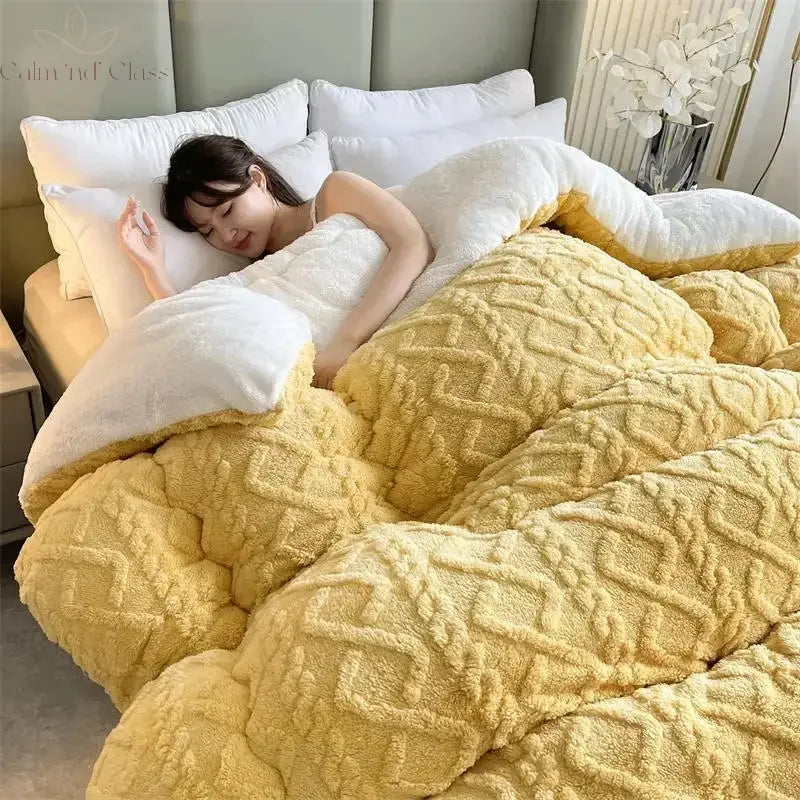 Soft Super Thick Winter Warm Blanket Artificial Lamb Cashmere Weighted Blankets for Beds Cozy Thicker Warmth Quilt Comforter Calm and Class