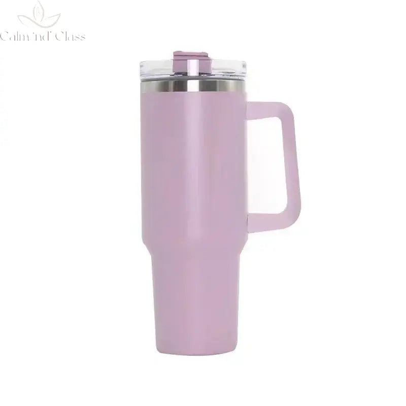 Stainless Steel Water Bottle with Handle Lid Straw Vacuum Thermos Cup Car Coffee Mug Personalized Tumbler 40oz Calm and Class