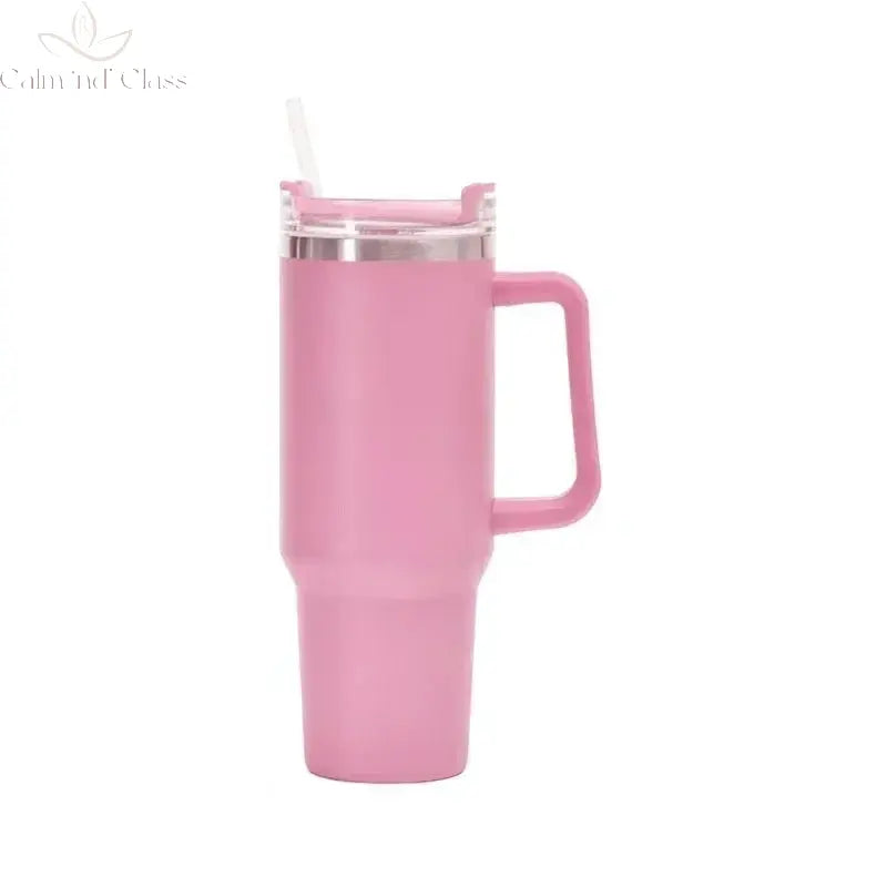 Stainless Steel Water Bottle with Handle Lid Straw Vacuum Thermos Cup Car Coffee Mug Personalized Tumbler 40oz Calm and Class