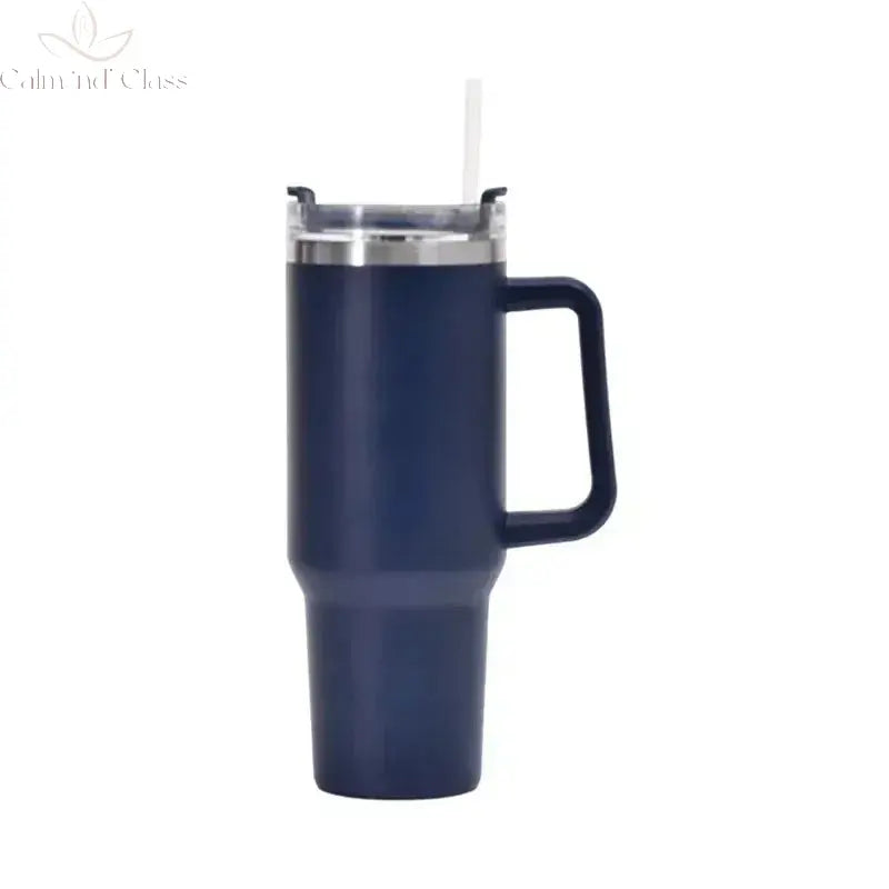 Stainless Steel Water Bottle with Handle Lid Straw Vacuum Thermos Cup Car Coffee Mug Personalized Tumbler 40oz Calm and Class