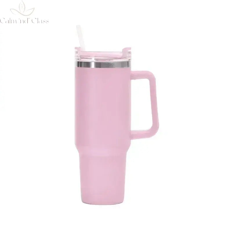 Stainless Steel Water Bottle with Handle Lid Straw Vacuum Thermos Cup Car Coffee Mug Personalized Tumbler 40oz Calm and Class