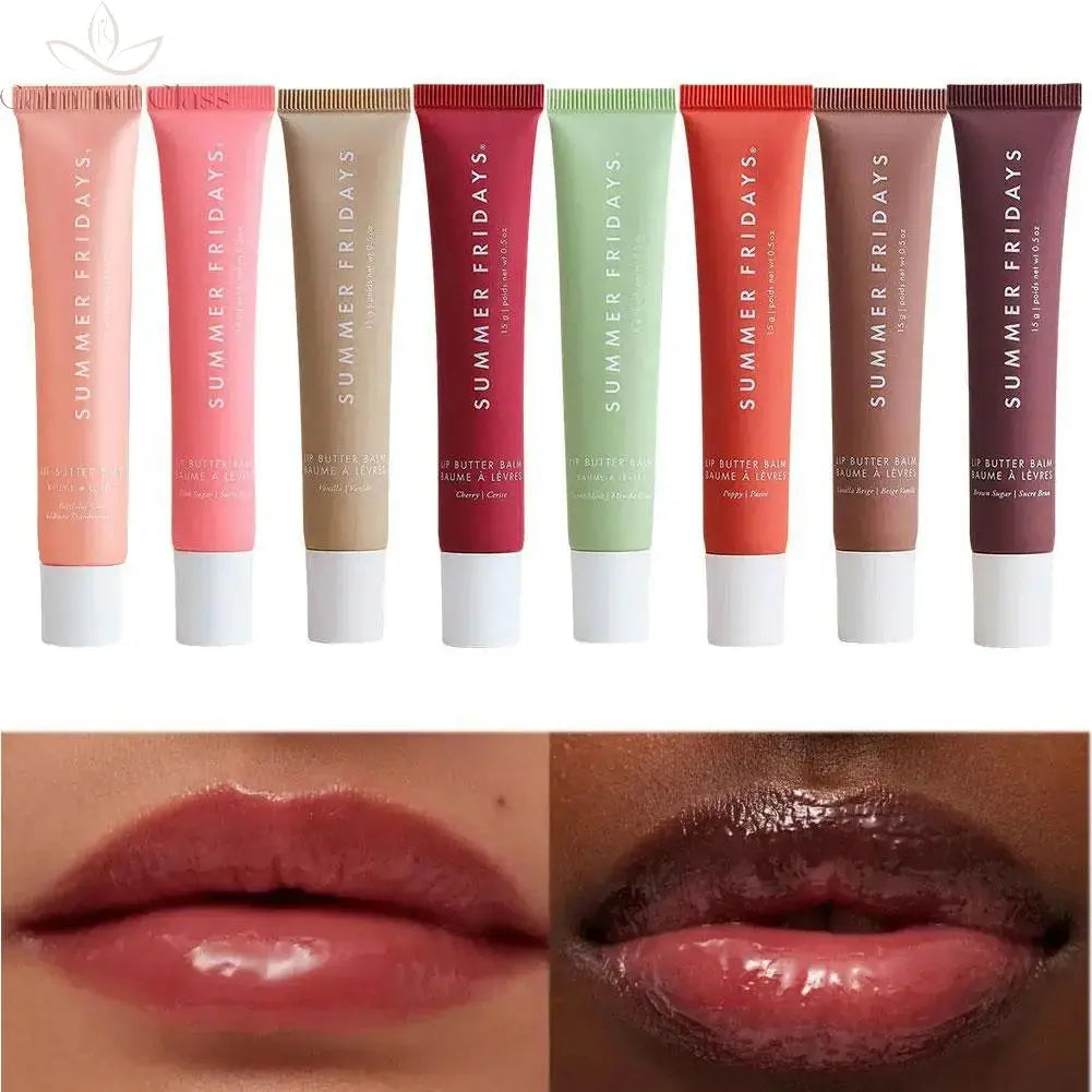 Summer Fridays Vanilla Beige Lip Balm Mini Lip Gloss Set Moisturizing Transparent Smooth Soft Tube Mirror Lipstick Makeup Set Calm and Class