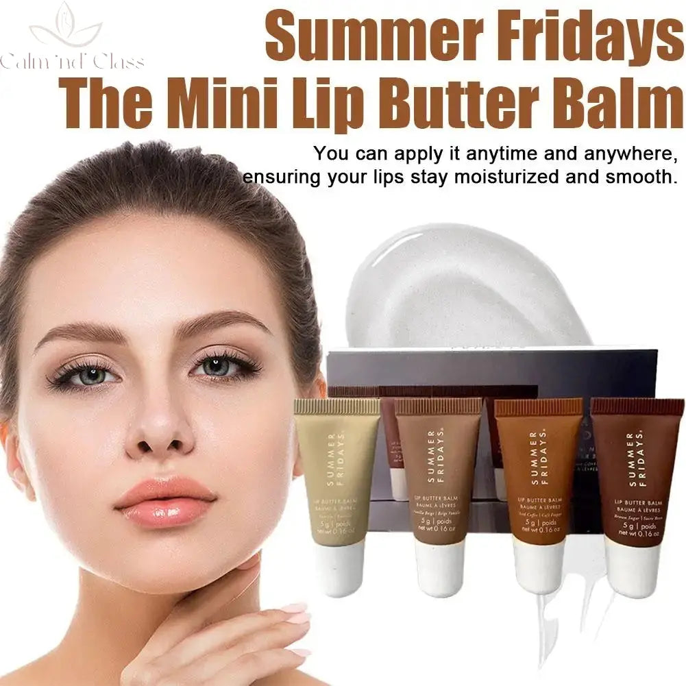 Summer Fridays Vanilla Beige Lip Balm Mini Lip Gloss Set Moisturizing Transparent Smooth Soft Tube Mirror Lipstick Makeup Set Calm and Class