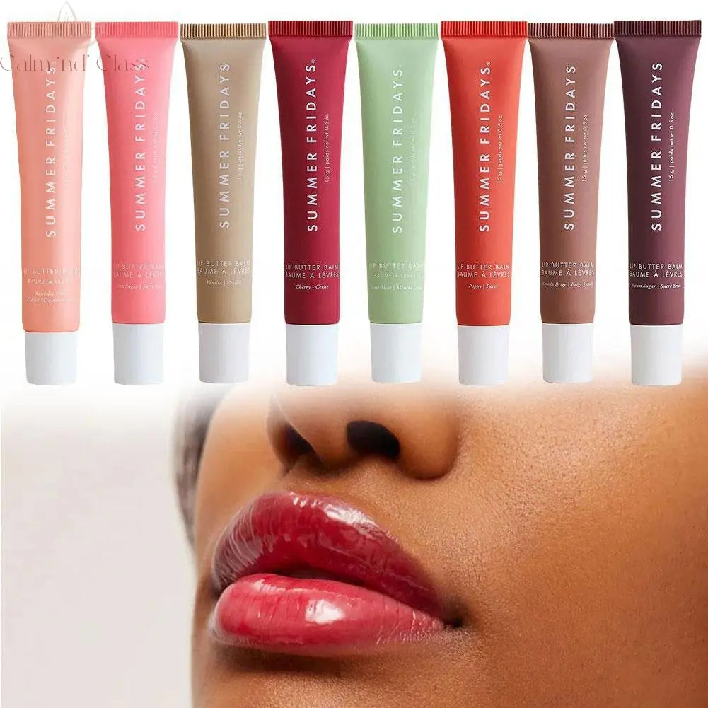 Summer Fridays Vanilla Beige Lip Balm Mini Lip Gloss Set Moisturizing Transparent Smooth Soft Tube Mirror Lipstick Makeup Set Calm and Class