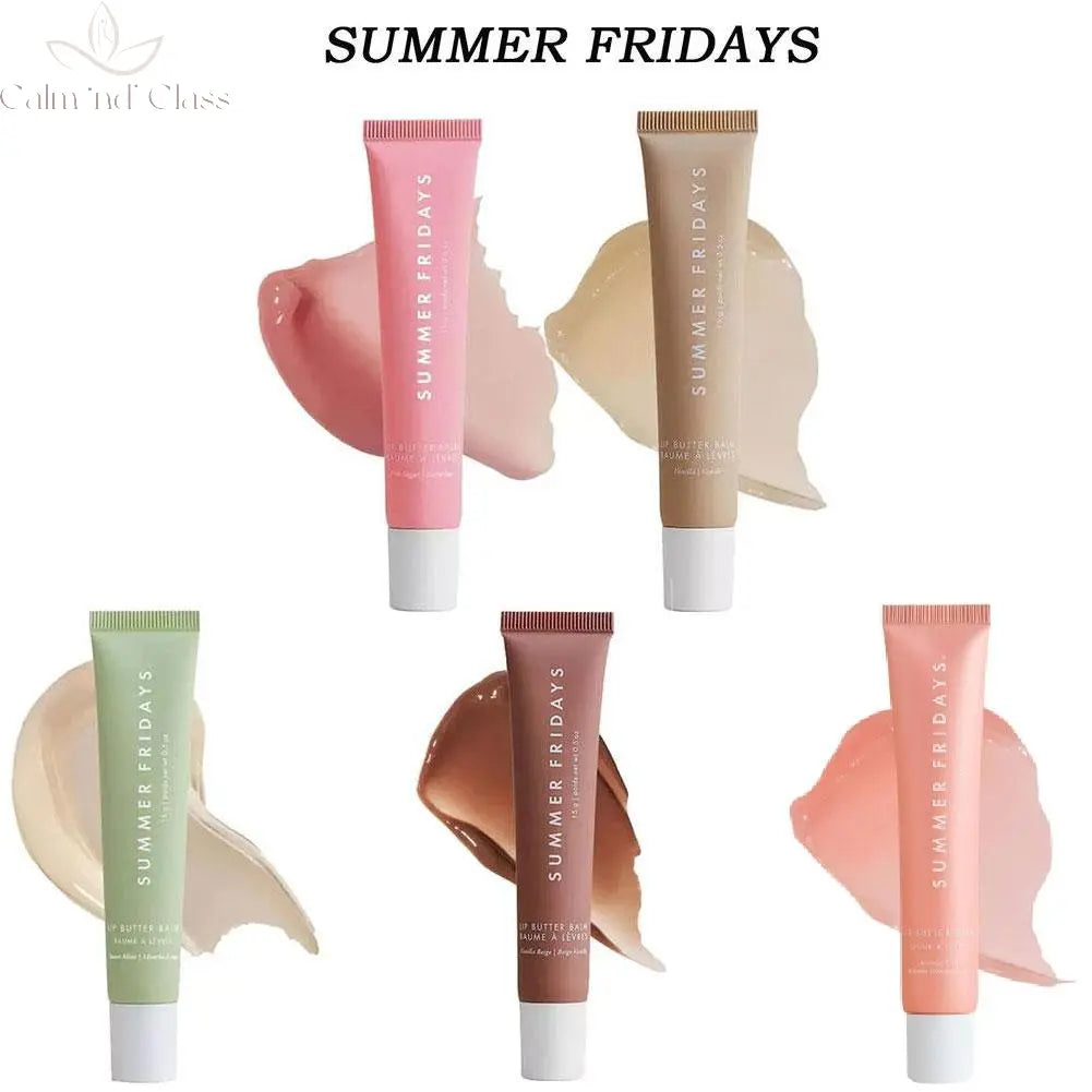 Summer Fridays Vanilla Beige Lip Balm Mini Lip Gloss Set Moisturizing Transparent Smooth Soft Tube Mirror Lipstick Makeup Set Calm and Class