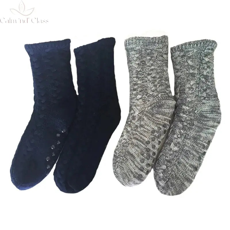 Thermal Socks Mens Winter warm Home Soft Male Cotton Thickened Plus Velvet Sleeping Anti Skid Grip Short Floor Slipper Sock Calm and Class