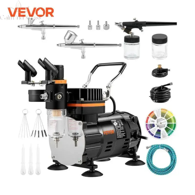 VEVOR Professional Dual-Action Airbrush Kit 120W Electric Spray Gun Air Brush Painting Set Art Nail Tattoo Makeup Model Sprayer Calm and Class