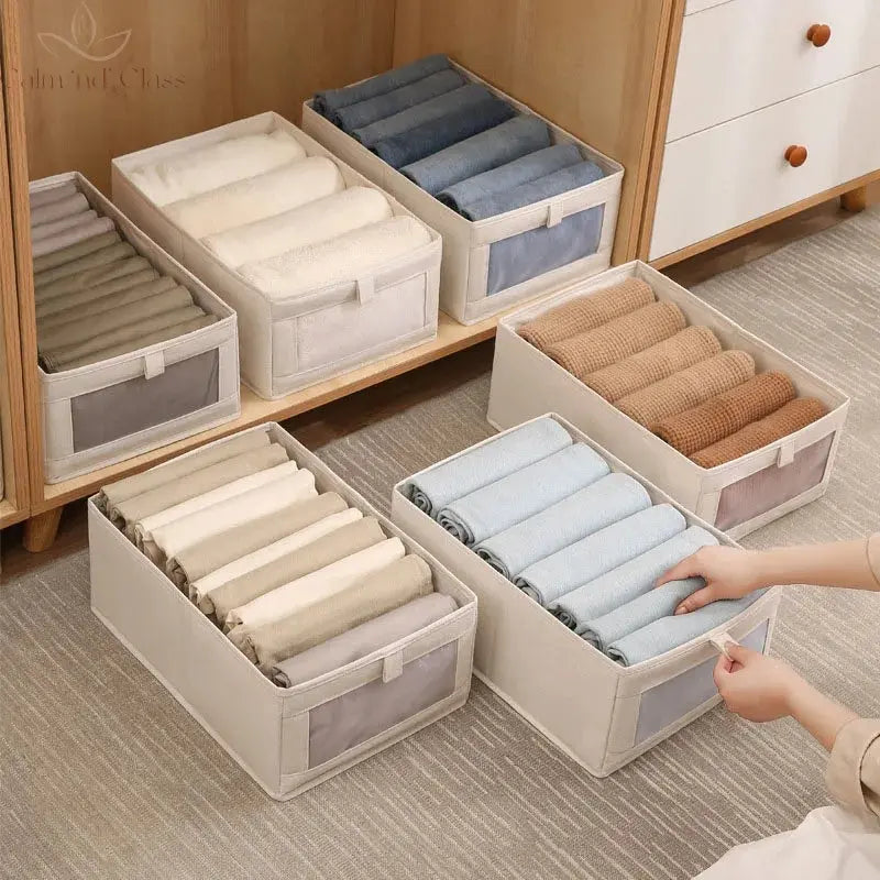 Visible Wardrobe Storage Organizers Cabinet Drawer Clothes Storage Box for T-Shirts Jeans Underwear Pants Organizer Box Calm and Class