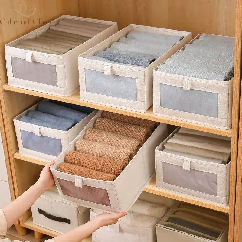 Visible Wardrobe Storage Organizers Cabinet Drawer Clothes Storage Box for T-Shirts Jeans Underwear Pants Organizer Box Calm and Class