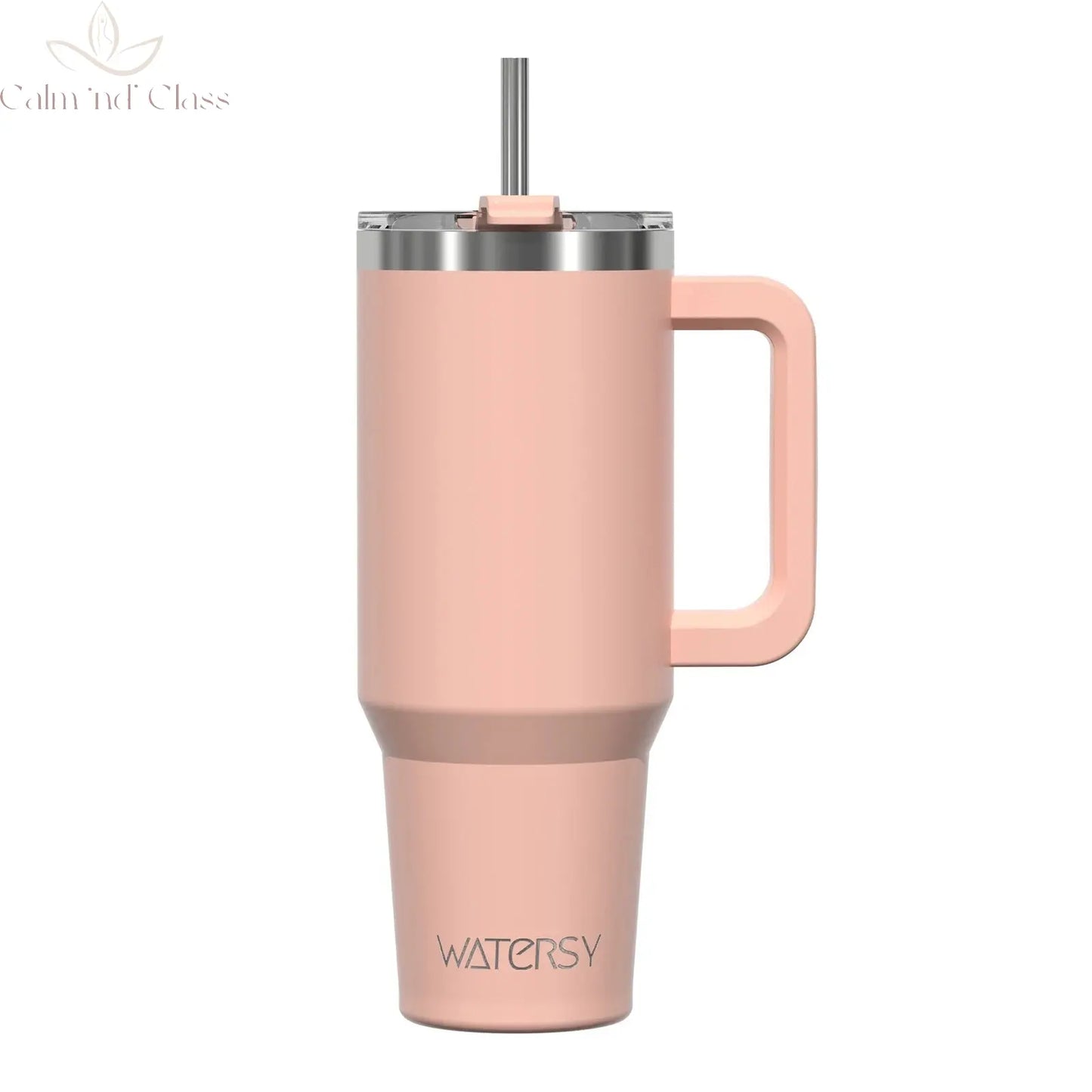 Watersy 40oz/1200ml Tumbler with Handle & Straw Lid Stainless Steel Insulated Cup Keep Cold Thermal Mug Portable Car Travel Cup Calm and Class