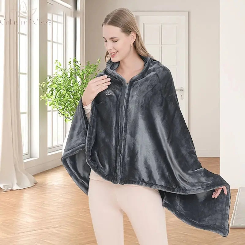 Wearable Heating Electric Blanket Shawl 3 Heated Level Throw Blanket 5v USB Charging Coral Velvet 8 Heated Areas Fast Heating Calm and Class