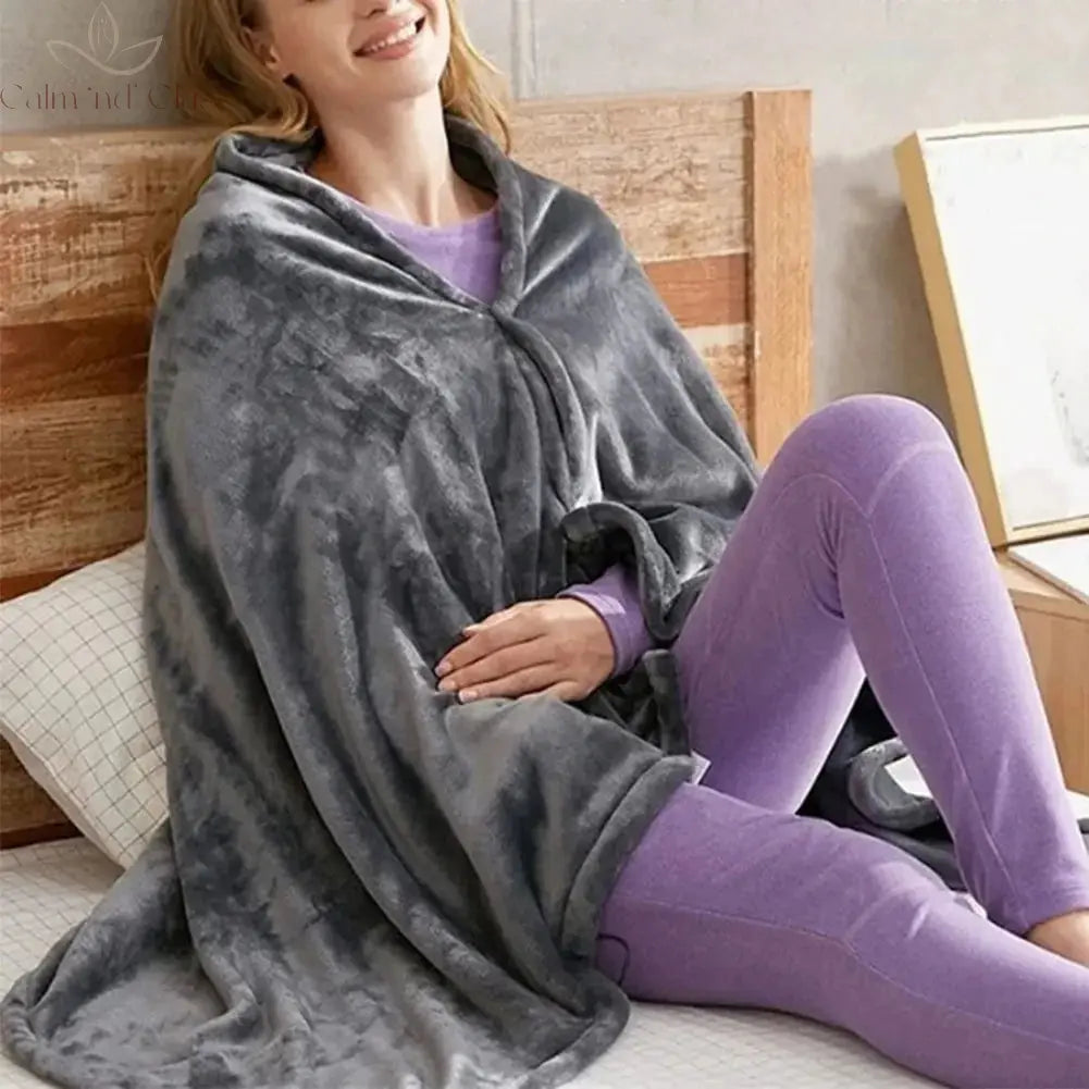 Wearable Heating Electric Blanket Shawl 3 Heated Level Throw Blanket 5v USB Charging Coral Velvet 8 Heated Areas Fast Heating Calm and Class