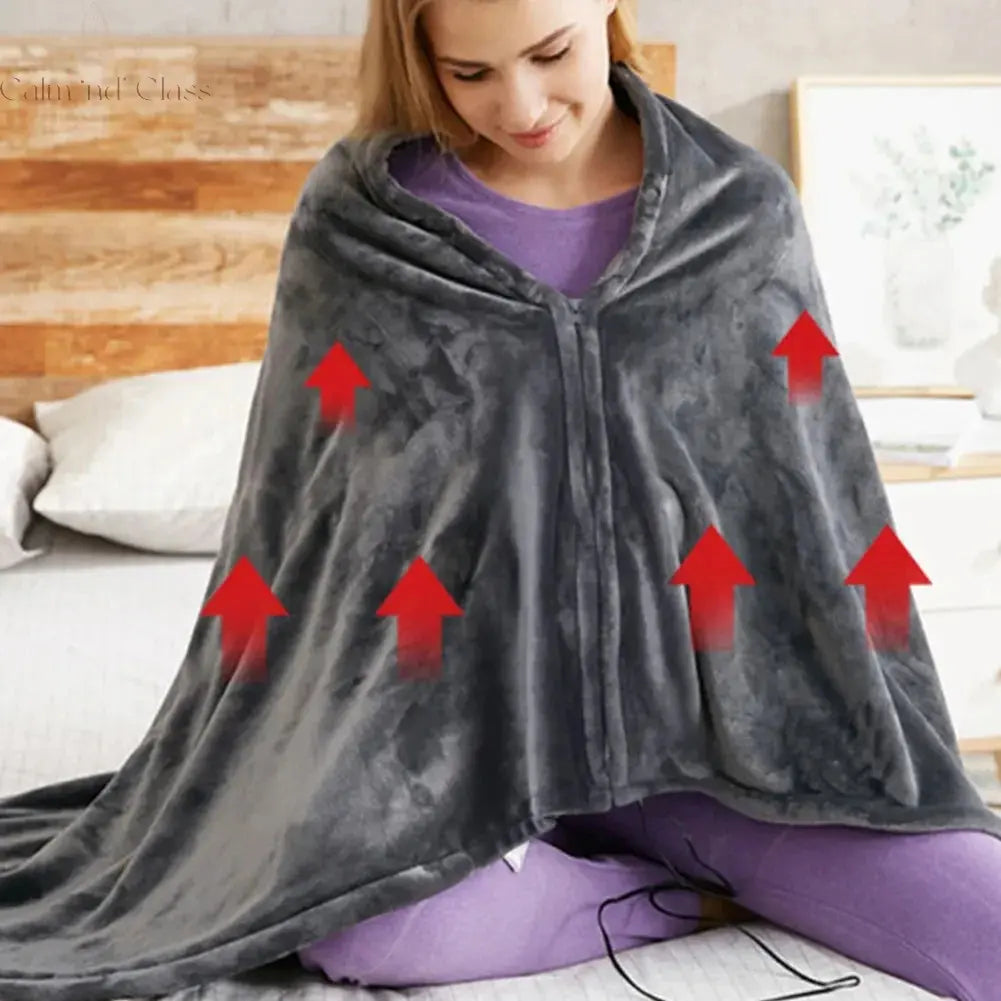 Wearable Heating Electric Blanket Shawl 3 Heated Level Throw Blanket 5v USB Charging Coral Velvet 8 Heated Areas Fast Heating Calm and Class