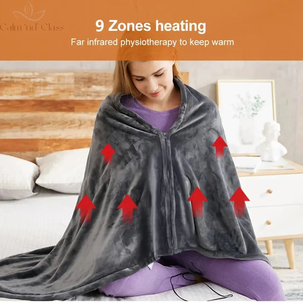 Wearable Heating Electric Blanket Shawl 3 Heated Level Throw Blanket 5v USB Charging Coral Velvet 8 Heated Areas Fast Heating Calm and Class