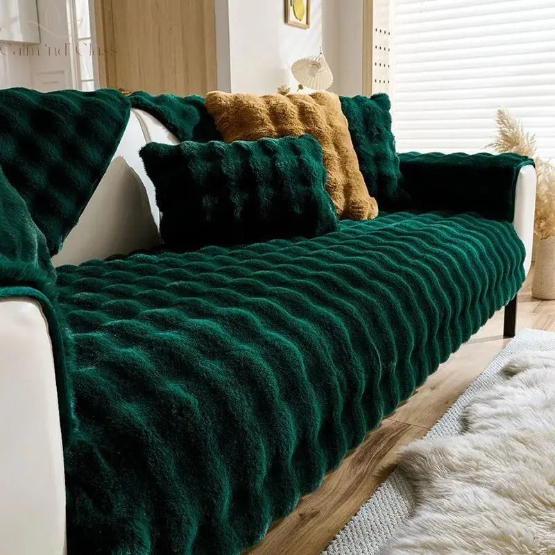 Winter High-grade Plush Cushion Padded Warm Non-slip Sofa Towel Rabbit Plush Sofa Cushion Wholesale Calm and Class