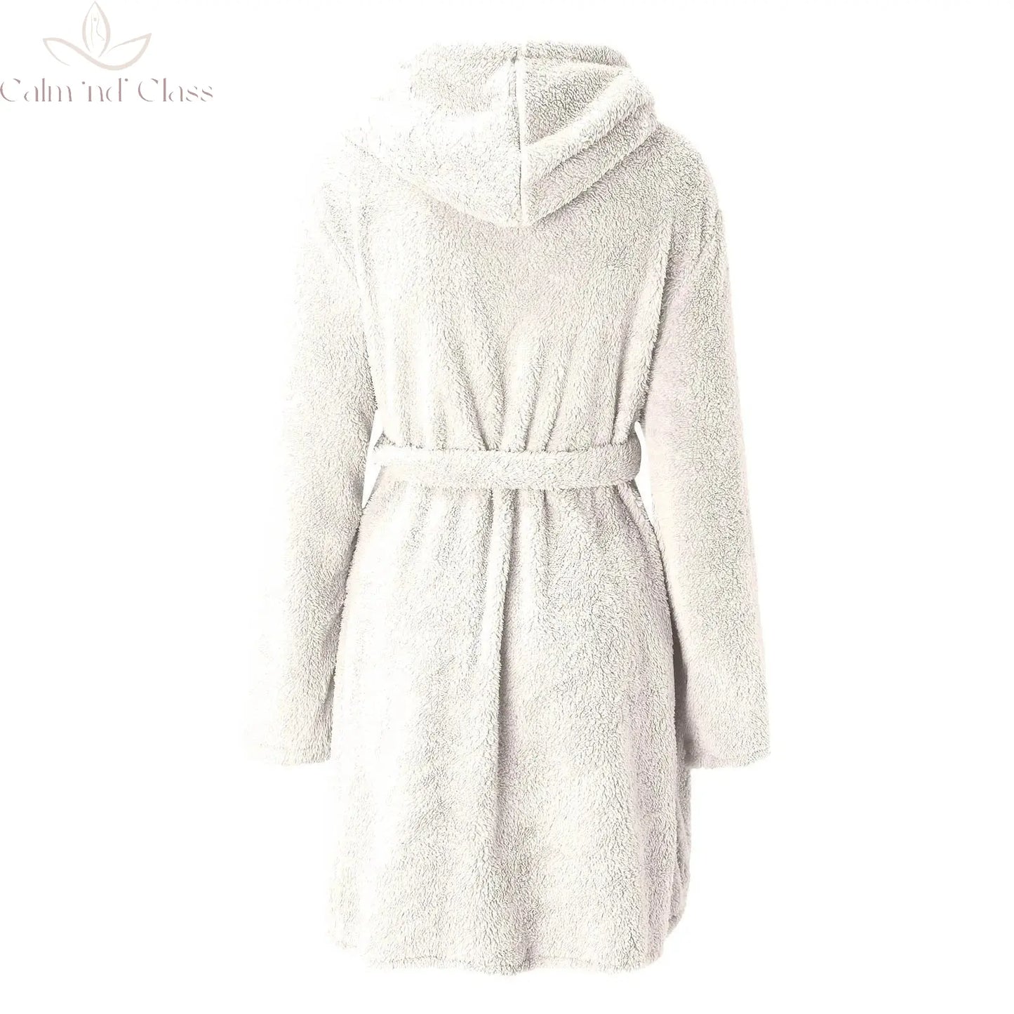 Women Winter Warm Hooded Plush Flannel Thicken Kimono Bathrobe Home Clothes Long Sleeved Short Robe Sleepwear Nightwear Calm and Class