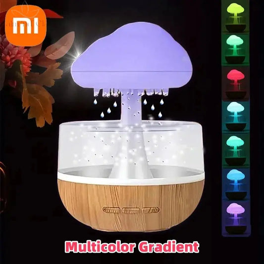 Xiaomi Rain Cloud Humidifier Rain Colorful Mushroom Cloud Raindrop Atmosphere Lamp Night Light Essential Oil Humidifier Machine Calm and Class