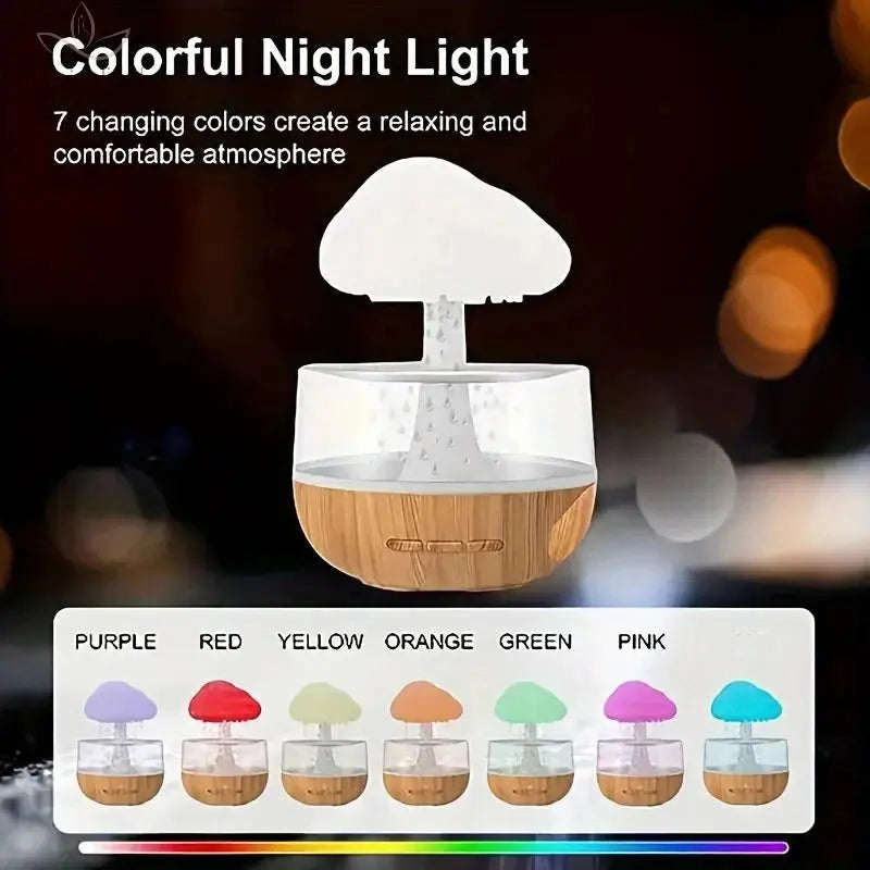 Xiaomi Rain Cloud Humidifier Rain Colorful Mushroom Cloud Raindrop Atmosphere Lamp Night Light Essential Oil Humidifier Machine Calm and Class