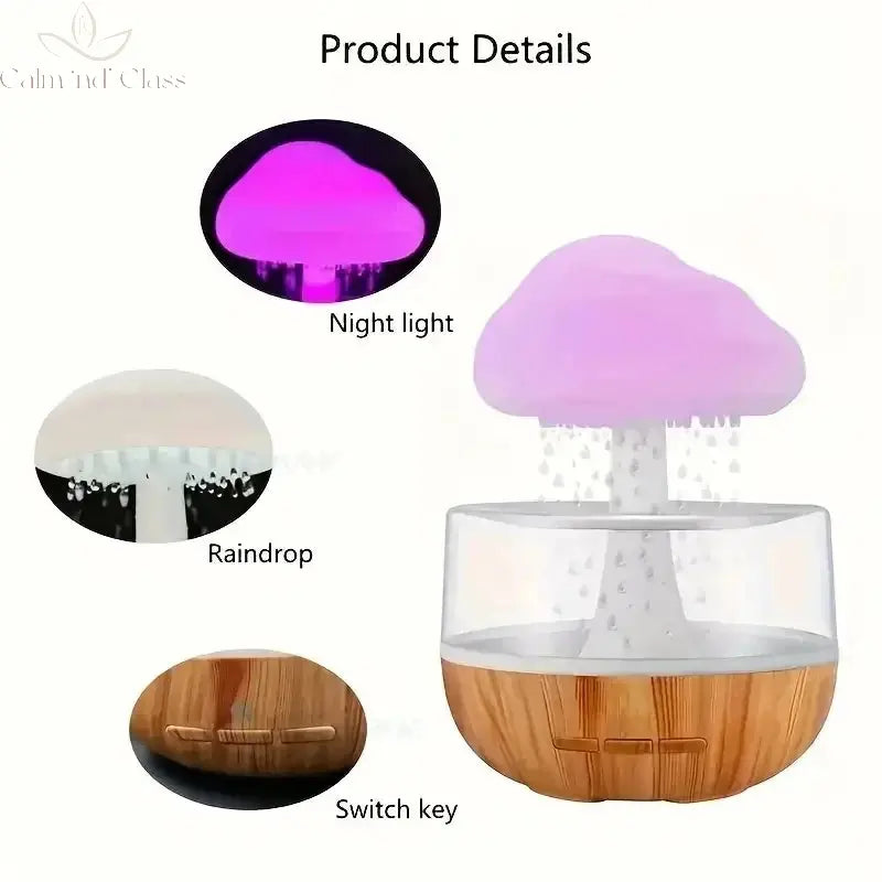 Xiaomi Rain Cloud Humidifier Rain Colorful Mushroom Cloud Raindrop Atmosphere Lamp Night Light Essential Oil Humidifier Machine Calm and Class