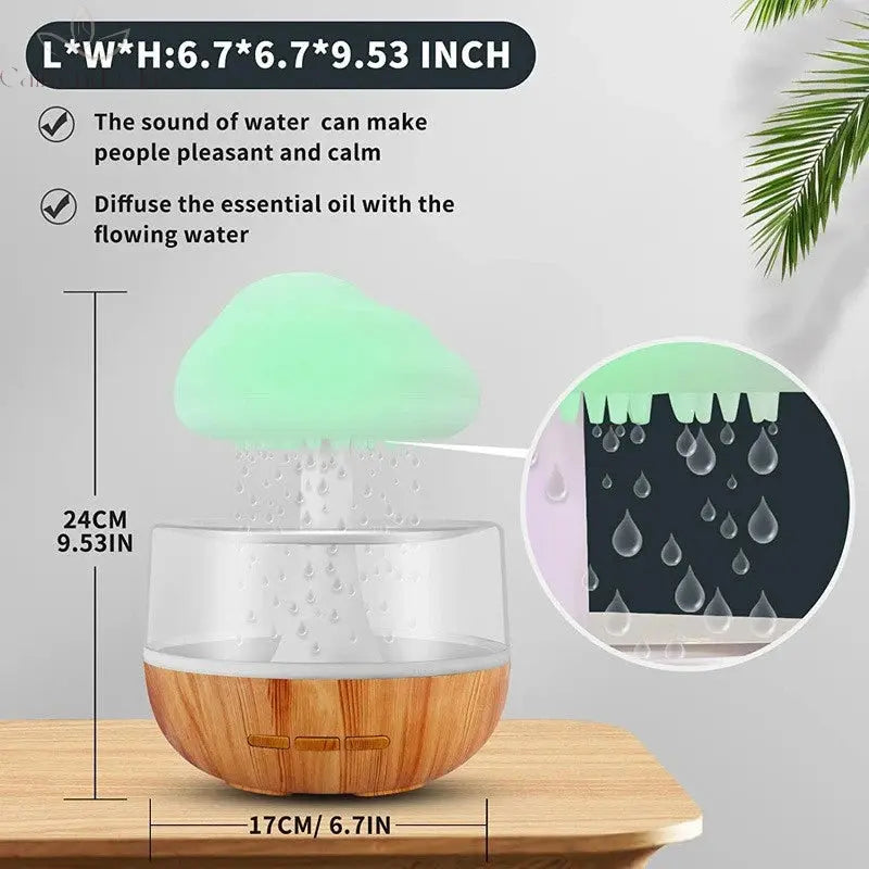 Xiaomi Rain Cloud Humidifier Rain Colorful Mushroom Cloud Raindrop Atmosphere Lamp Night Light Essential Oil Humidifier Machine Calm and Class