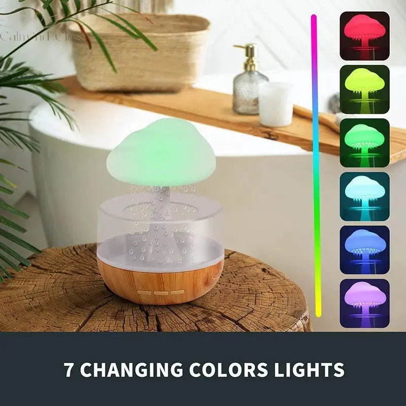 Xiaomi Rain Cloud Humidifier Rain Colorful Mushroom Cloud Raindrop Atmosphere Lamp Night Light Essential Oil Humidifier Machine Calm and Class