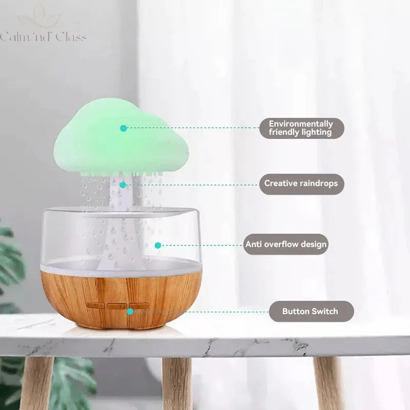 Xiaomi Rain Cloud Humidifier Rain Colorful Mushroom Cloud Raindrop Atmosphere Lamp Night Light Essential Oil Humidifier Machine Calm and Class