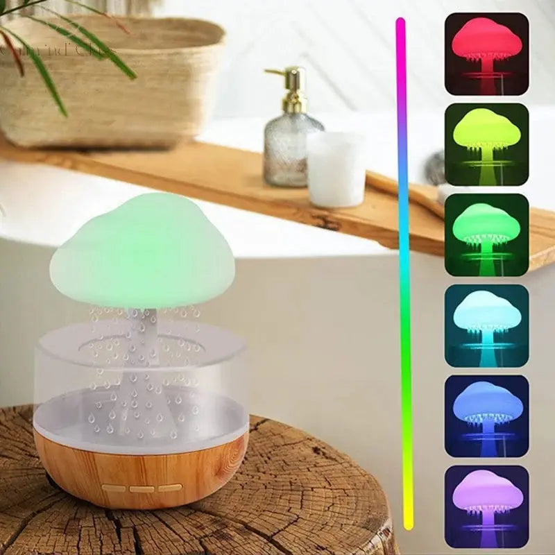 Xiaomi Rain Cloud Humidifier Rain Colorful Mushroom Cloud Raindrop Atmosphere Lamp Night Light Essential Oil Humidifier Machine Calm and Class