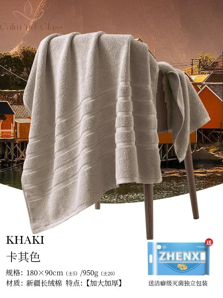 Zhenxi extra large extra thick bath towel pure cotton 90x180 men's and girls' autumn and winter senior cotton bath towel Calm and Class